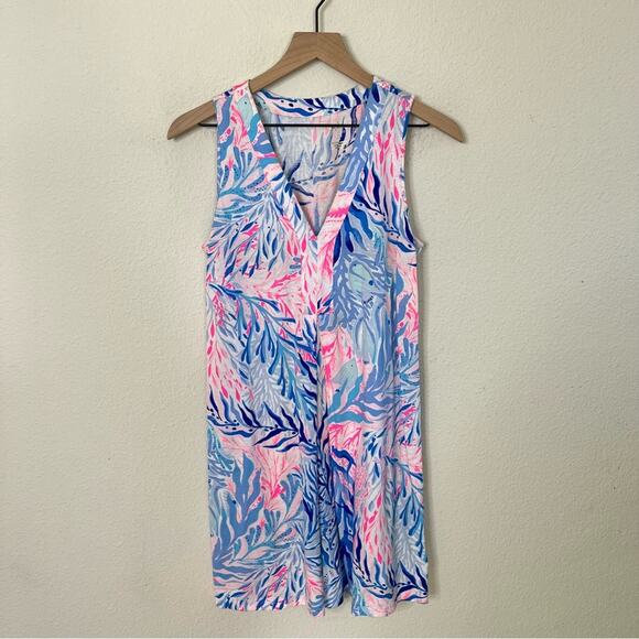 Lilly Pulitzer Amina Dress Mini Sleeveless Shift Neon Pink Blue Womens Size S - Picture 3 of 7
